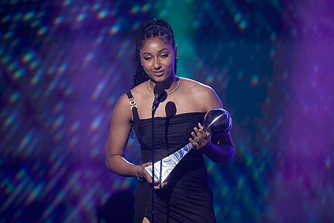 Juju Watkins accepts the Breakthrough Athlete of the Year award 
